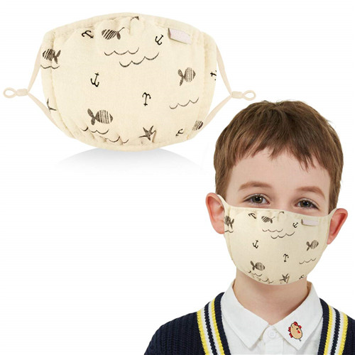 KISSBUTY 1 piece children's mask adjustable dust proof adjustable mask, cartoon design 3 layers gauze cotton mask, suitable for camping trip, children
